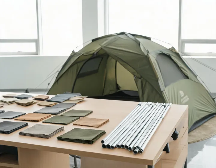 Tent sample and fabric specification desk